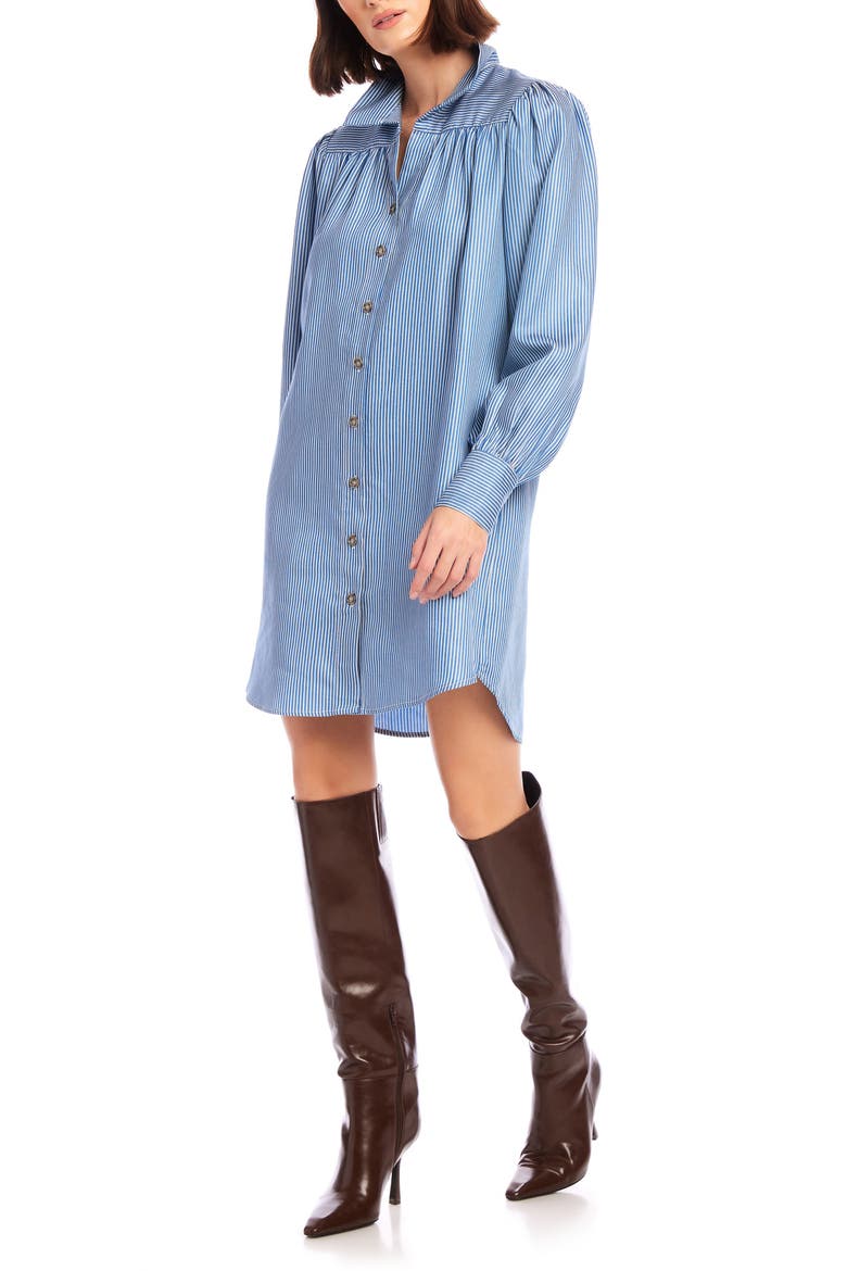 Natalia Stripe Long Sleeve Shirtdress, Alternate, color, BLUE STRIPE