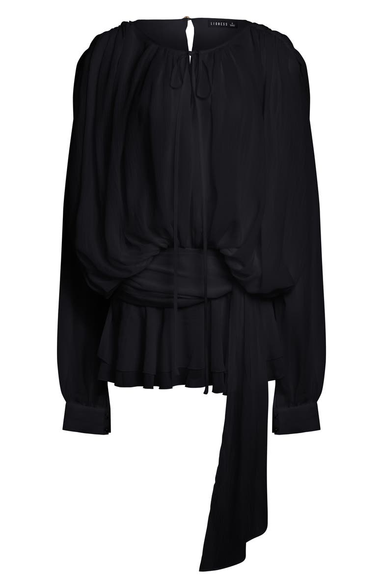 LIONESS Elements Long Sleeve Chiffon Minidress, Alternate, color, Noir