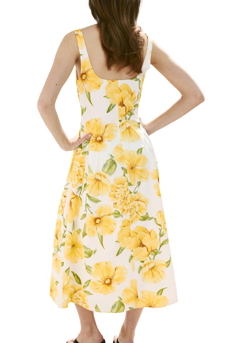 Island Floral Drop Waist Midi Dress, Alternate, color, YELLOW