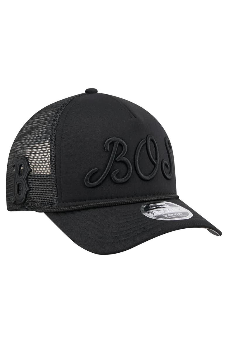 Men's New Era Black Boston Red Sox City Initial 9FORTY A-Frame M-Crown Adjustable Trucker Hat, Alternate, color, Black