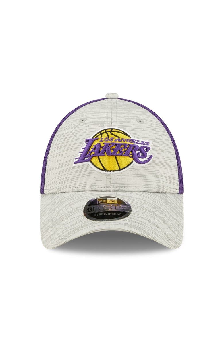 New Era Men's New Era Gray/Purple Los Angeles Lakers Active 9FORTY Snapback Hat, Alternate, color, 