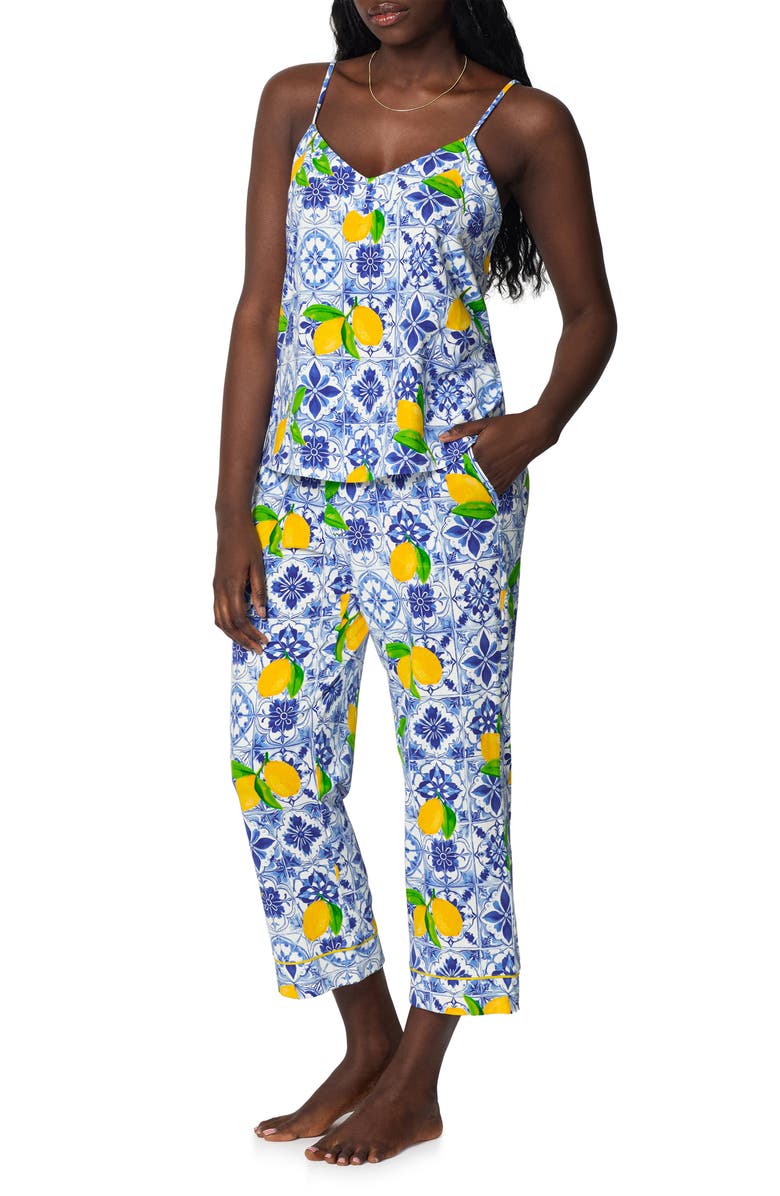 BedHead Pajamas Print Crop Pajamas, Alternate, color, Azure Summer
