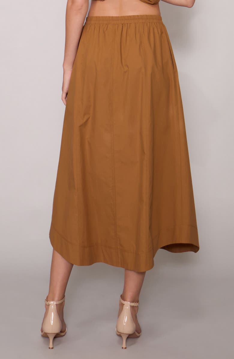 MELLODAY Round Hem Poplin Skirt, Alternate, color, Camel/ Camel Stitching