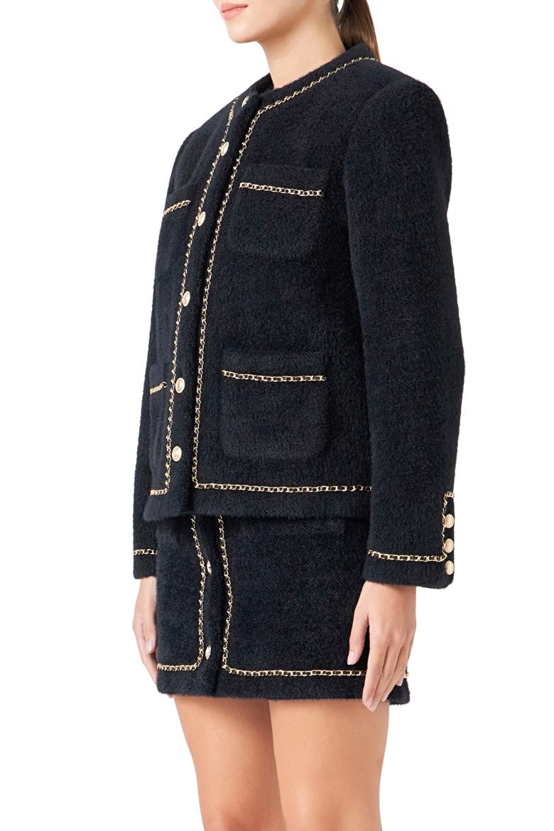 Chain Trim Jacket, Alternate, color, BLACK