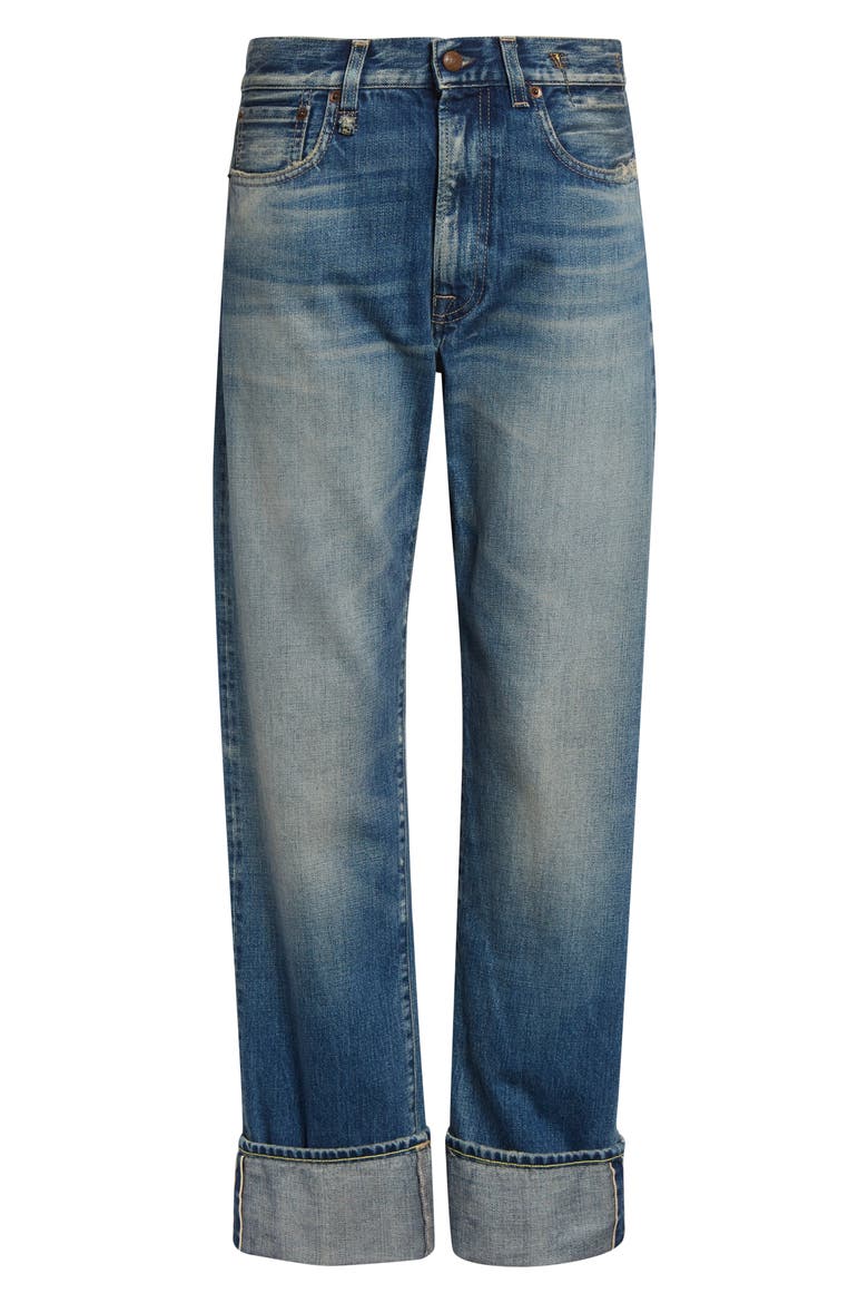 Cuffed Boyfriend Jeans, Alternate, color, ABYSS SELVEDGE BLUE