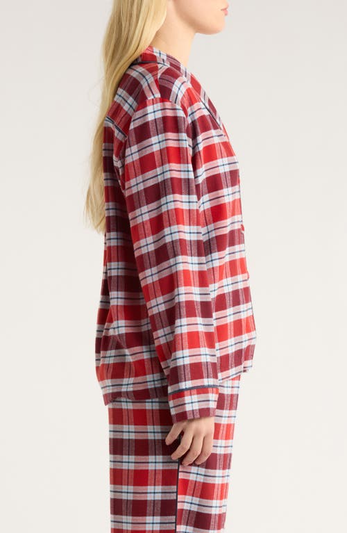 Lunya Brushed Flannel Pajama Top In Red