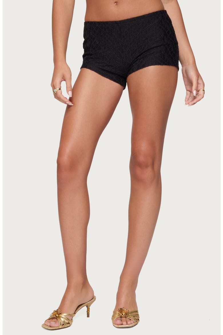 Lera Lace Micro Shorts, Main, color, BLACK