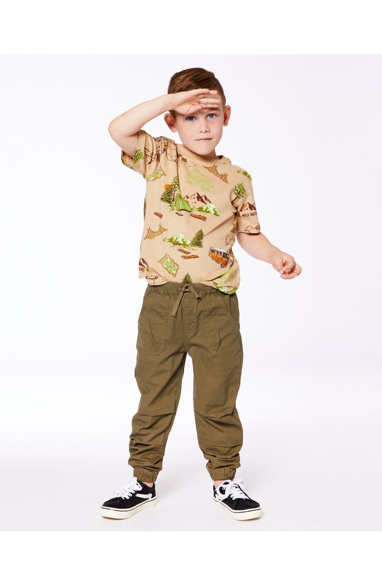 Deux par Deux Little Boy's Stretch Twill Jogger Pant Dark Olive Green, Alternate, color,