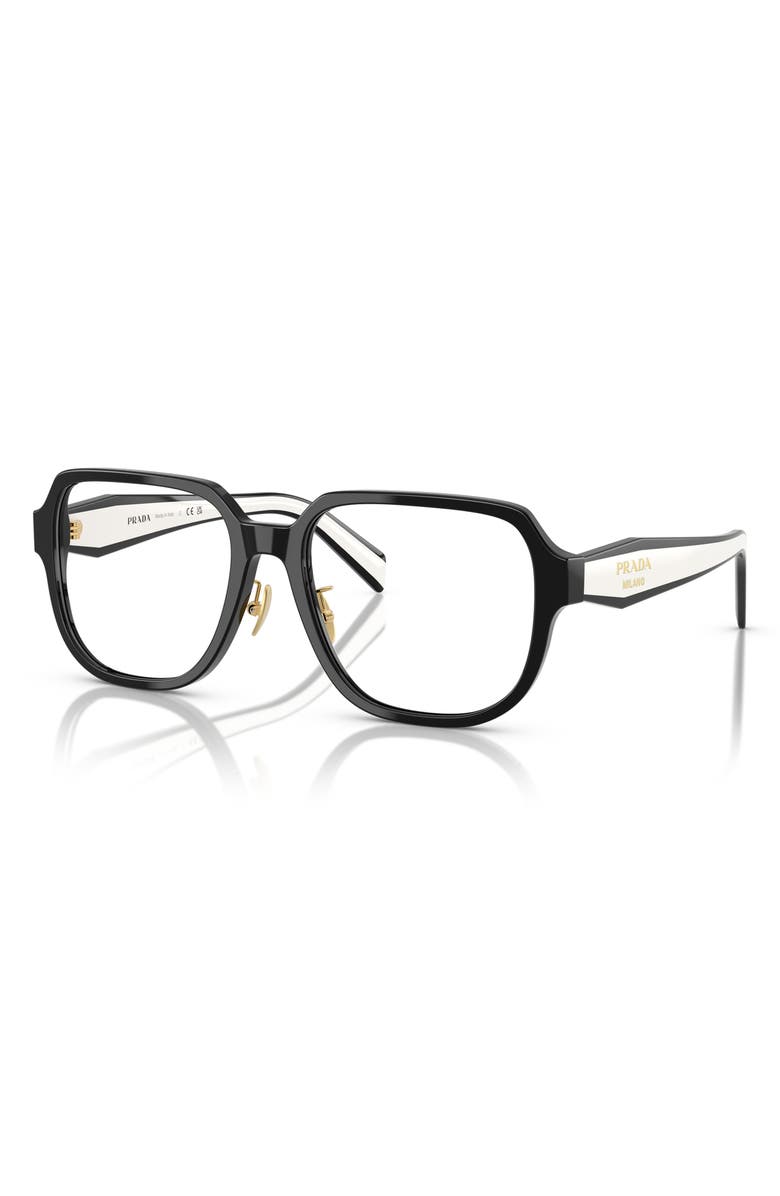 Prada 56mm Pillow Optical Glasses, Alternate, color, Black