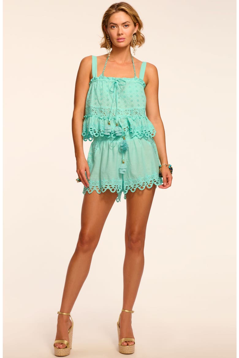 Diane Eyelet Embroidered Cotton Drawstring Shorts, Alternate, color, SEAGLASS