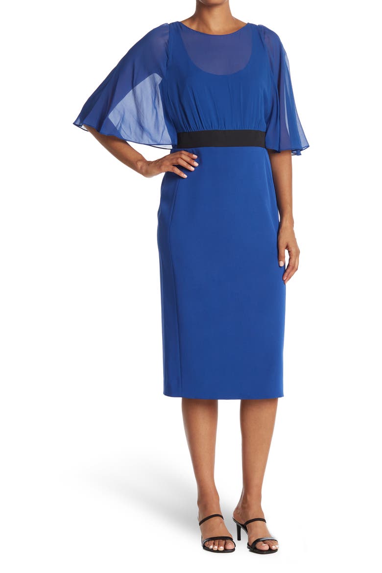Overlay Bodice Silk Blend Sheath Dress, Main, color, 172-ATLANTIC