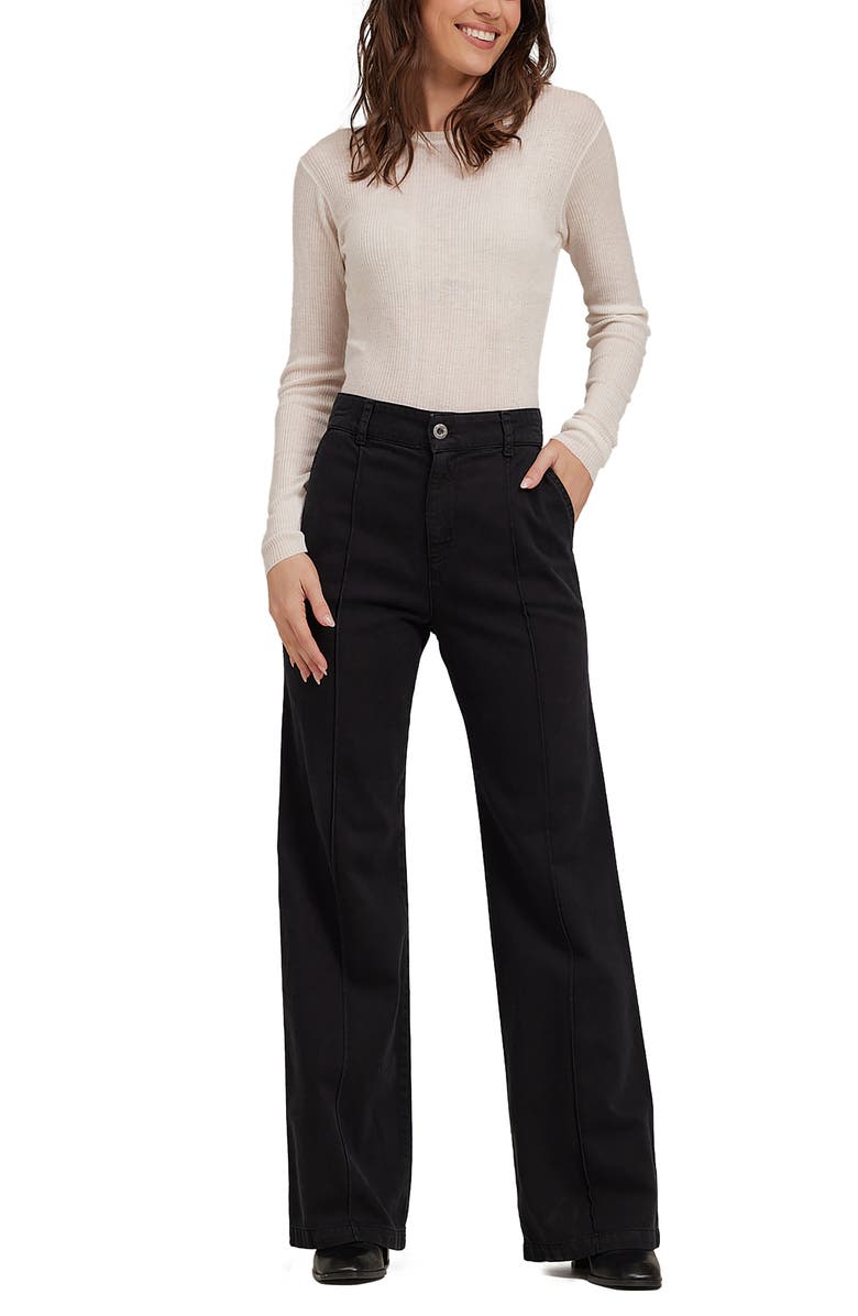 Bella Dahl Ryder Pintuck High Waist Wide Leg Jeans, Alternate, color, Black