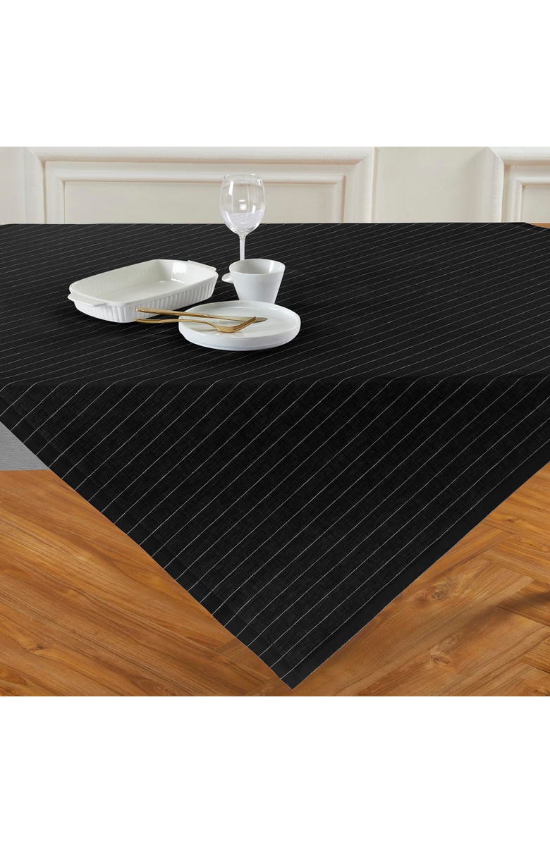 Solino Home Linen Table Throw - Pinstripe, 52" x 52" Inch, Alternate, color, Black And White