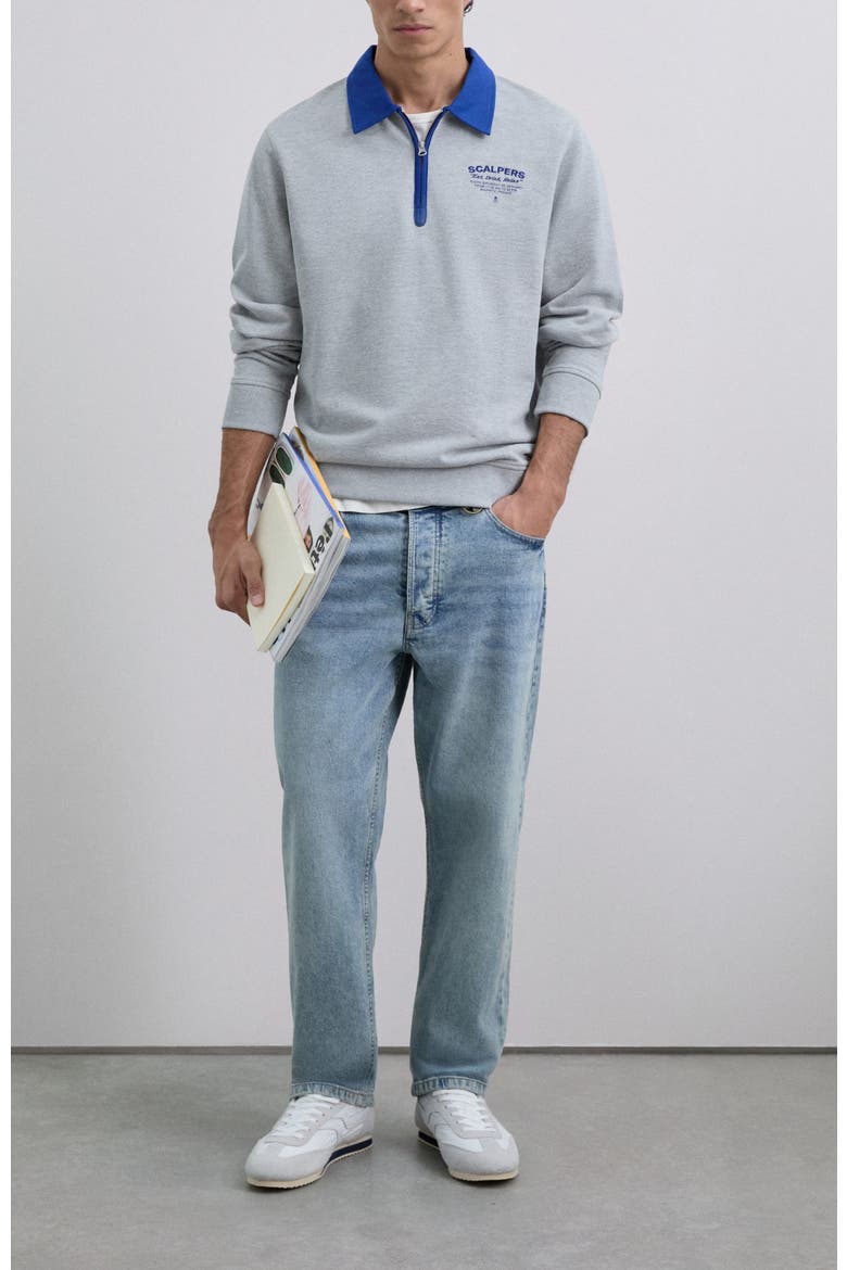Contrastpolo Sweater, Alternate, color, Greymelange