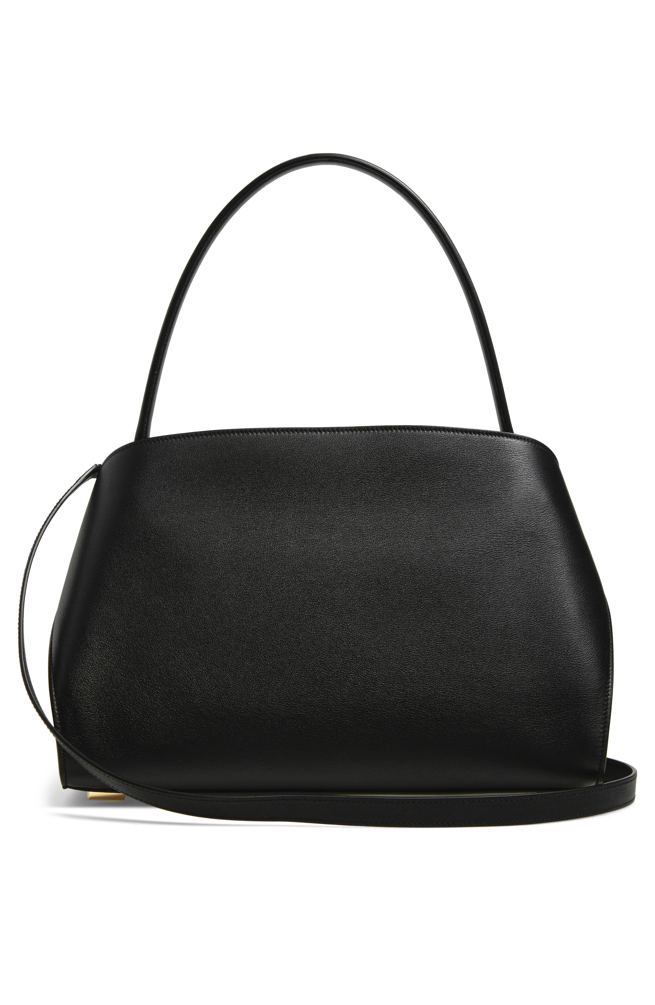 FERRAGAMO Small Hug Leather Shoulder Bag, Alternate, color, Nero/ Borgogna