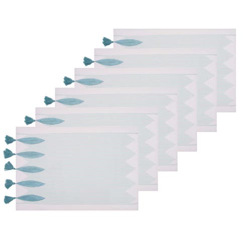 Tassel and Stripes Fish Placemats Machine Washable Set of 6