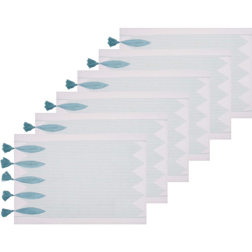 C & F Home C&f Home Tassel And Stripes Fish Placemats Machine Washable Set Of 6 In Blue