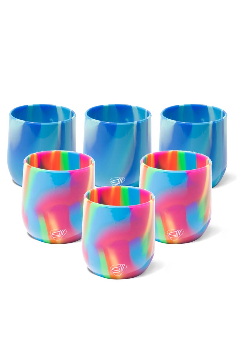 Silipint Silicone 12oz Stemless Wine Glasses 6 Pack, Main, color, Multicolored
