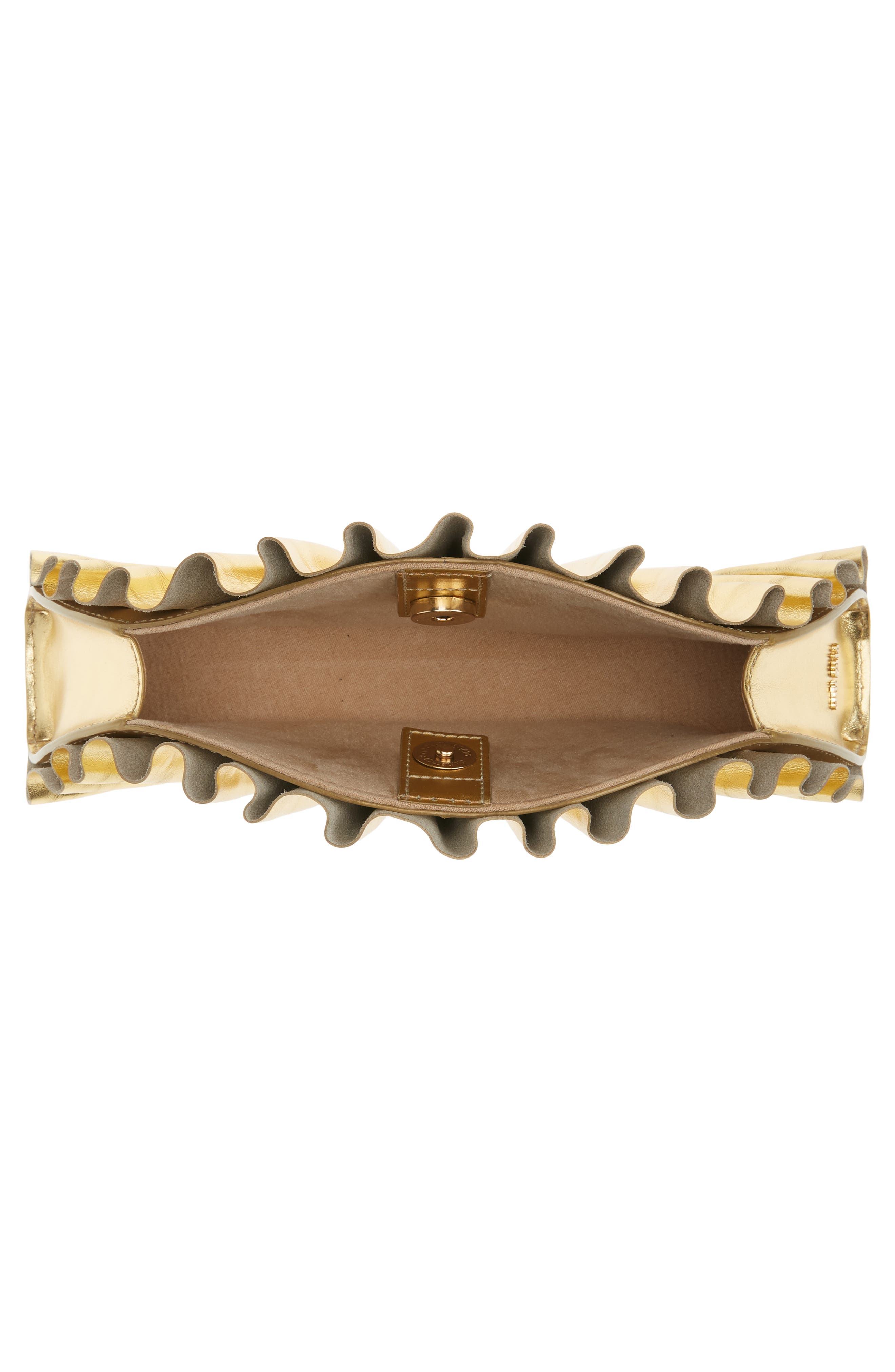 Mini Nala Metallic Leather Fan Clutch, Alternate, color, GOLD