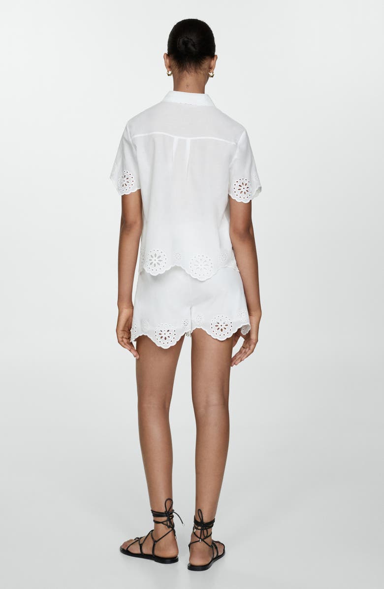 MANGO Cotton Eyelet Shorts, Alternate, color, White