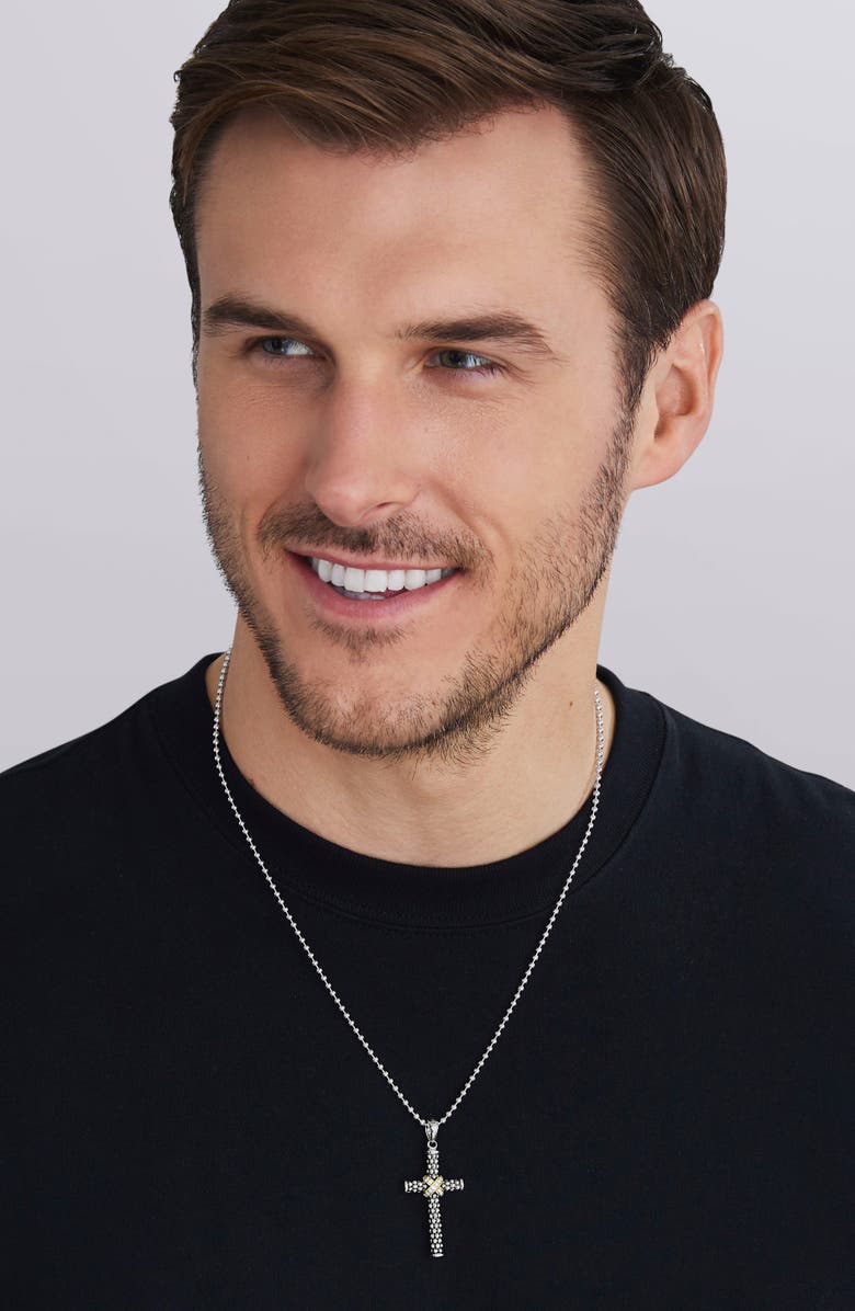 LAGOS Small Anthem Diamond Cross Pendant, Alternate, color, Silver