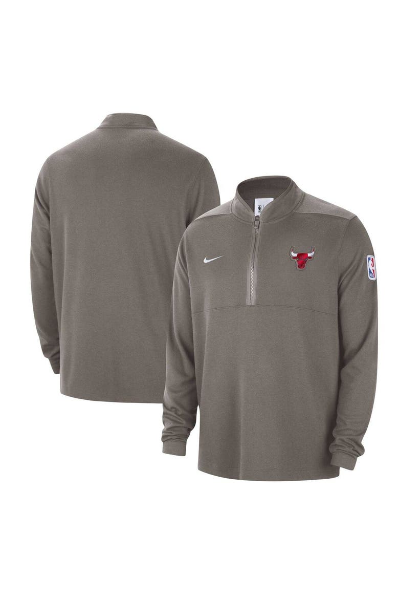 Men's Nike Olive Chicago Bulls Authentic Performance Half-Zip Jacket, Main, color, Olive