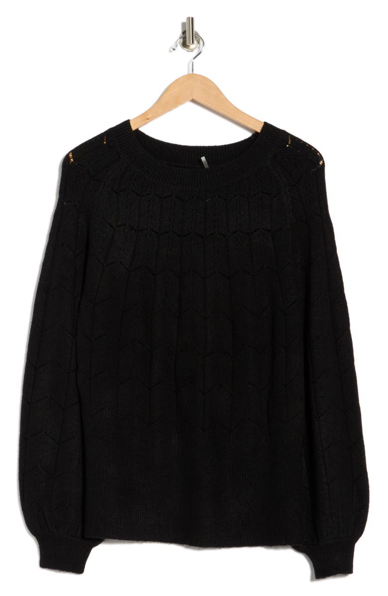 Love Token Knit Sweater, Alternate, color, Black