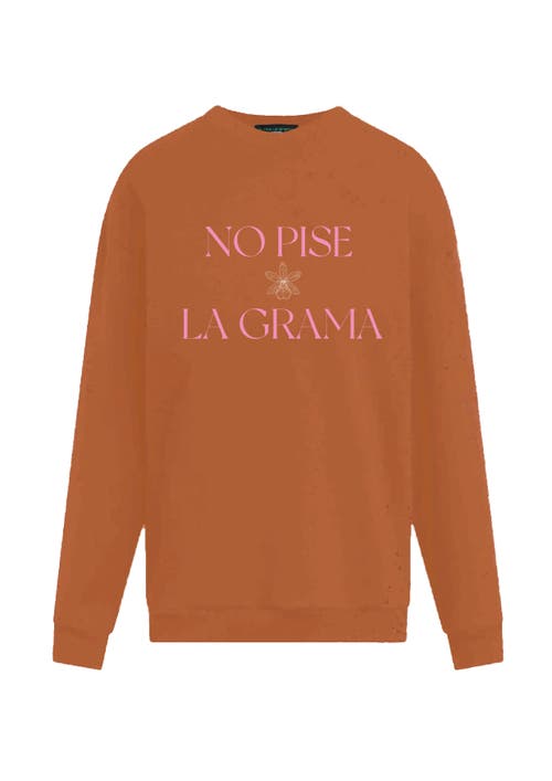 No Pise La Grama Salty Flower  Sweatshirt In Brown