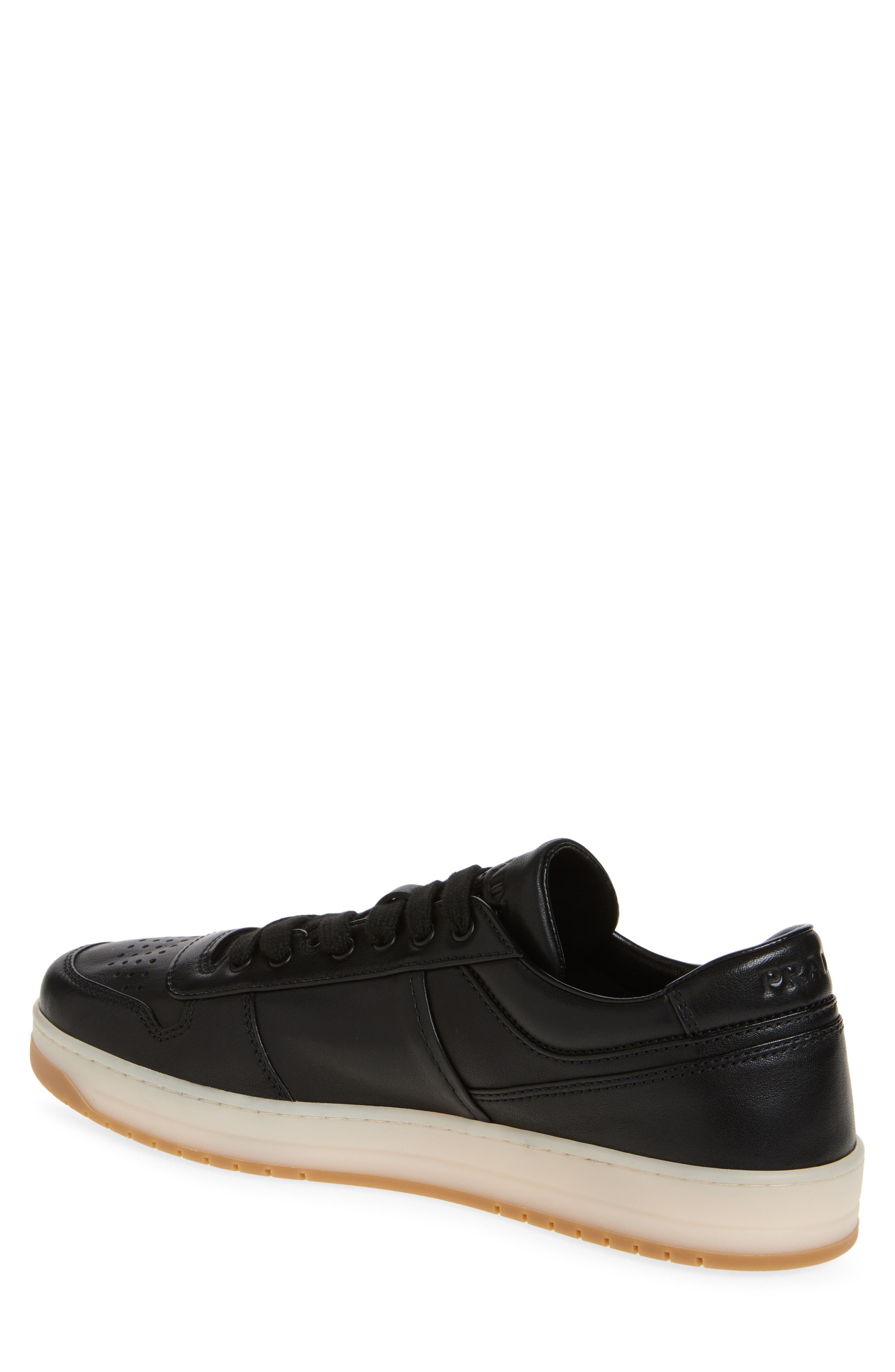 Prada Downtown Low Top Sneaker, Alternate, color, Nero