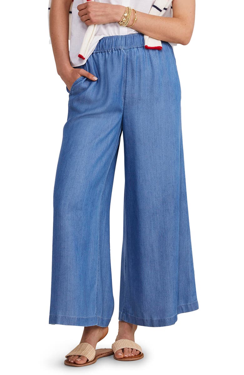 vineyard vines Wide Leg Chambray Pants, Main, color, 
