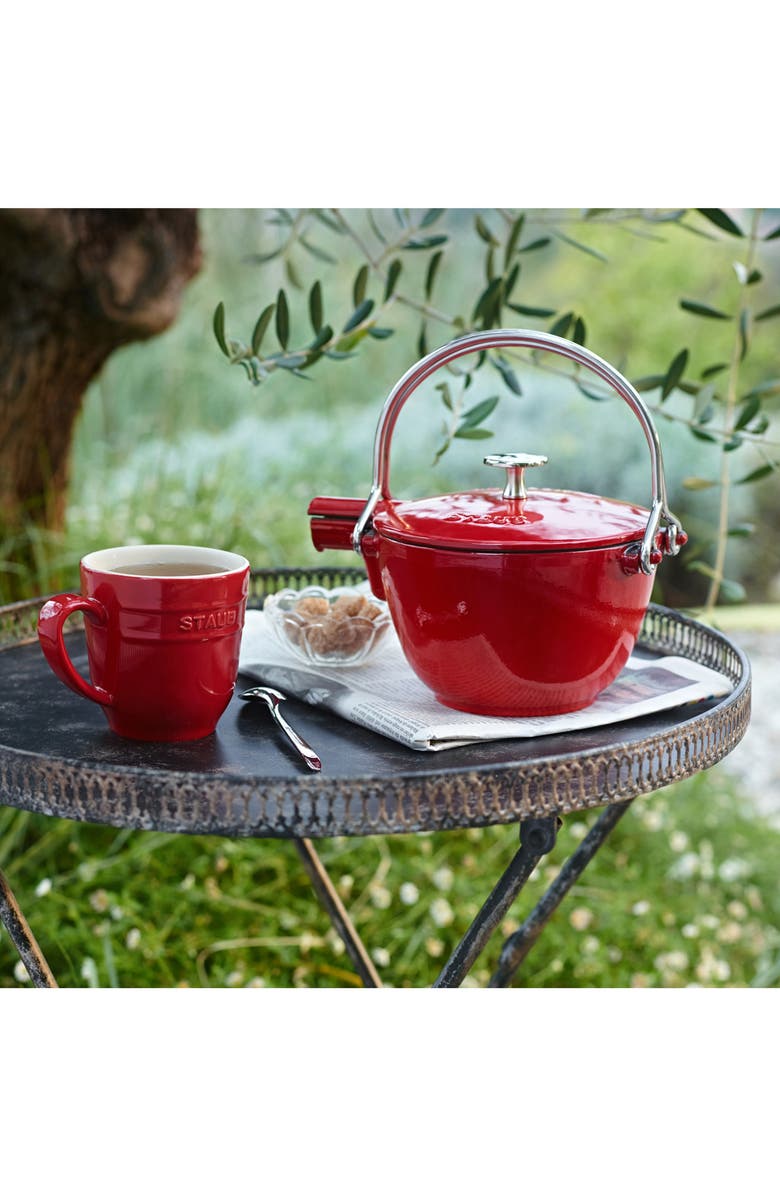 Staub 1-Quart Enameled Cast Iron Tea Kettle, Alternate, color, Cherry