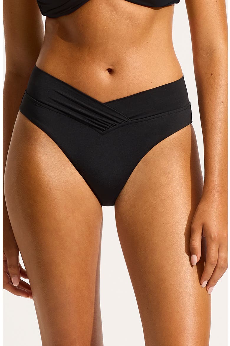 V-Front High Cut Bikini Bottoms, Main, color, BLACK