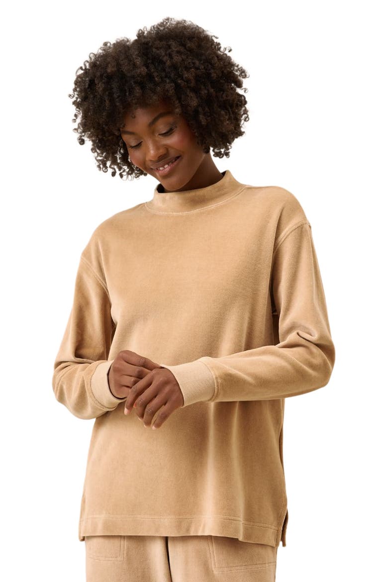 Organic Cotton Pure Velour Cozy Pullover, Alternate, color, Sesame