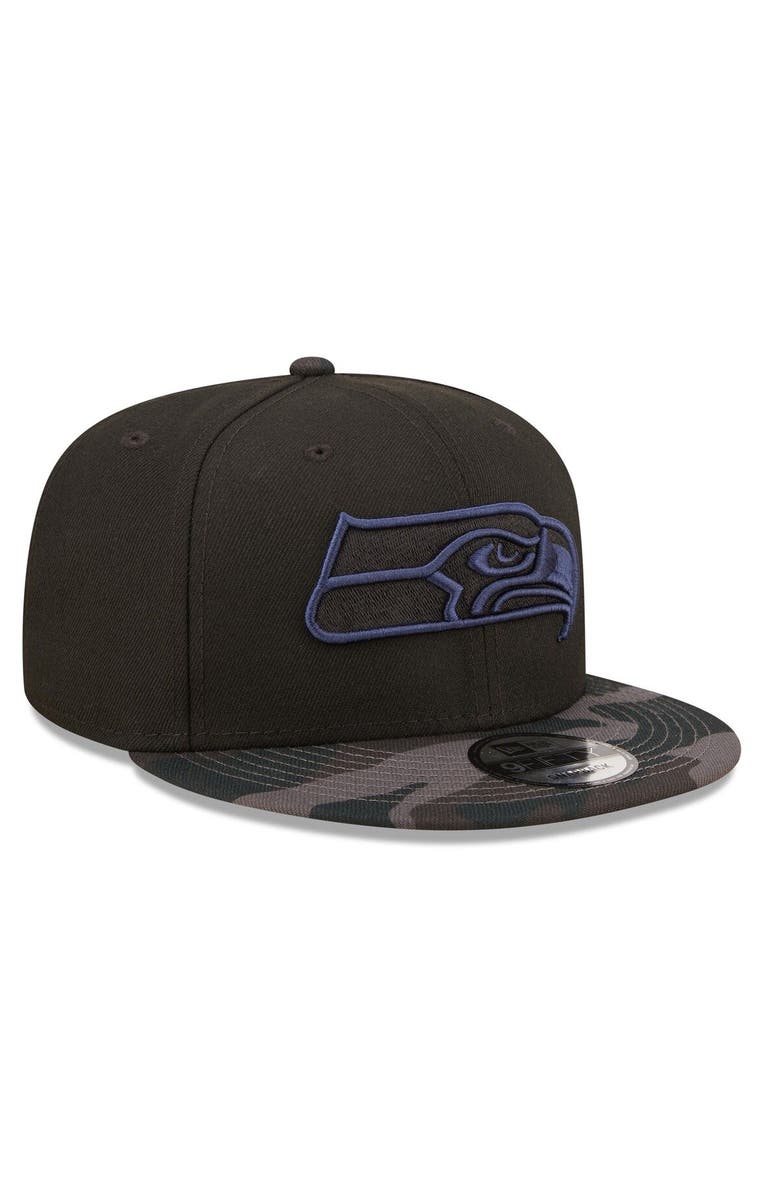 New Era Men's New Era Black Seattle Seahawks Camo Vizor 9FIFTY Snapback Hat, Alternate, color, 