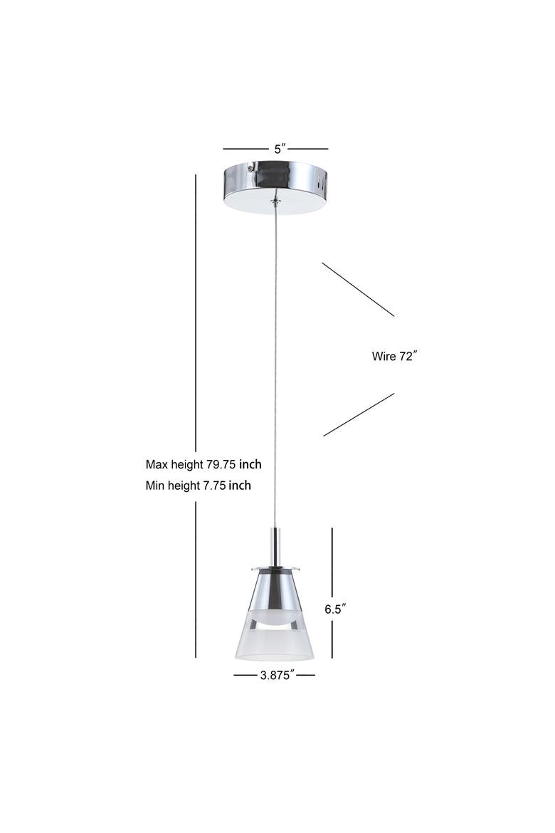 Alain 1-Light Adjustable Metal Integrated LED Pendant, Alternate, color, Chrome/White