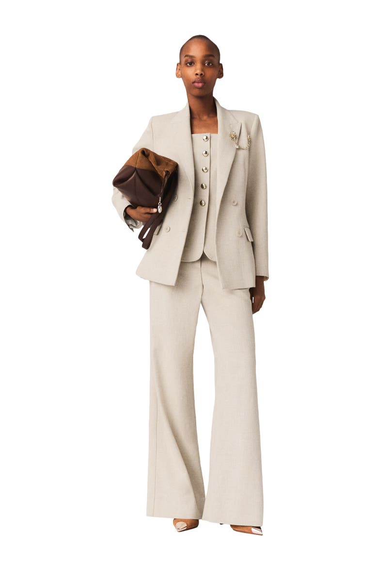 Suit jacket with brooch, Main, color, Beige