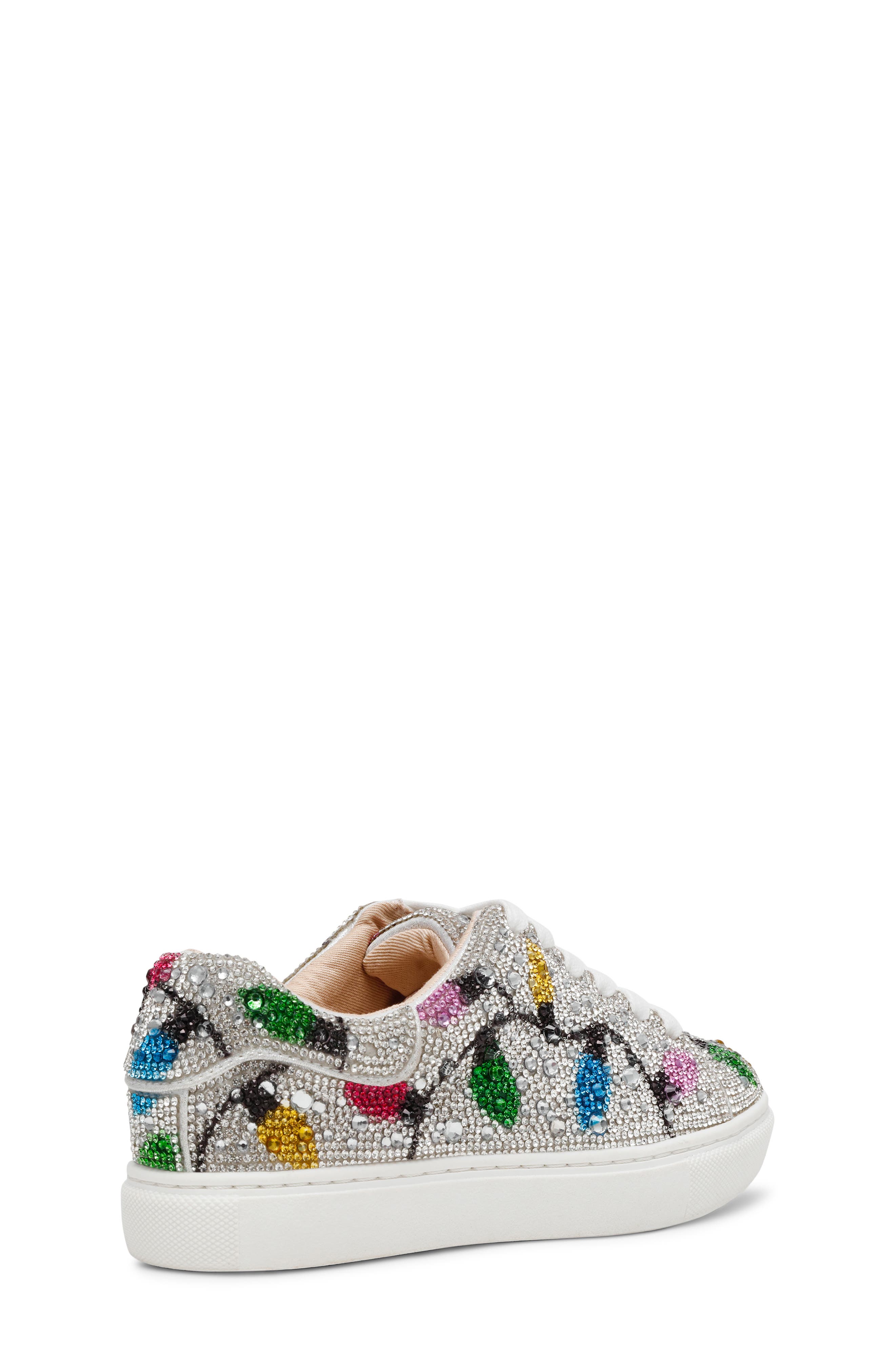 Betsey Johnson Sidny Crystal Sneaker, Alternate, color, Multi Lights