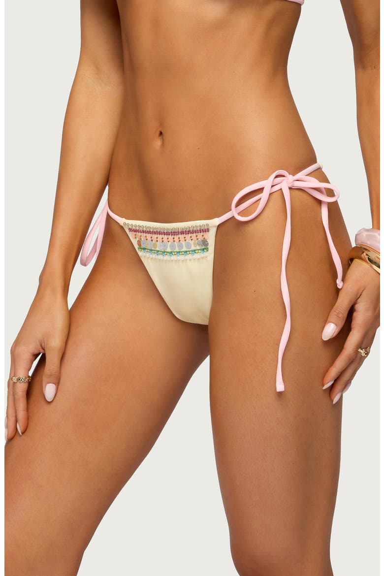 Tarah Beaded Sequin Side Tie Swim Bottoms, Alternate, color, MIX