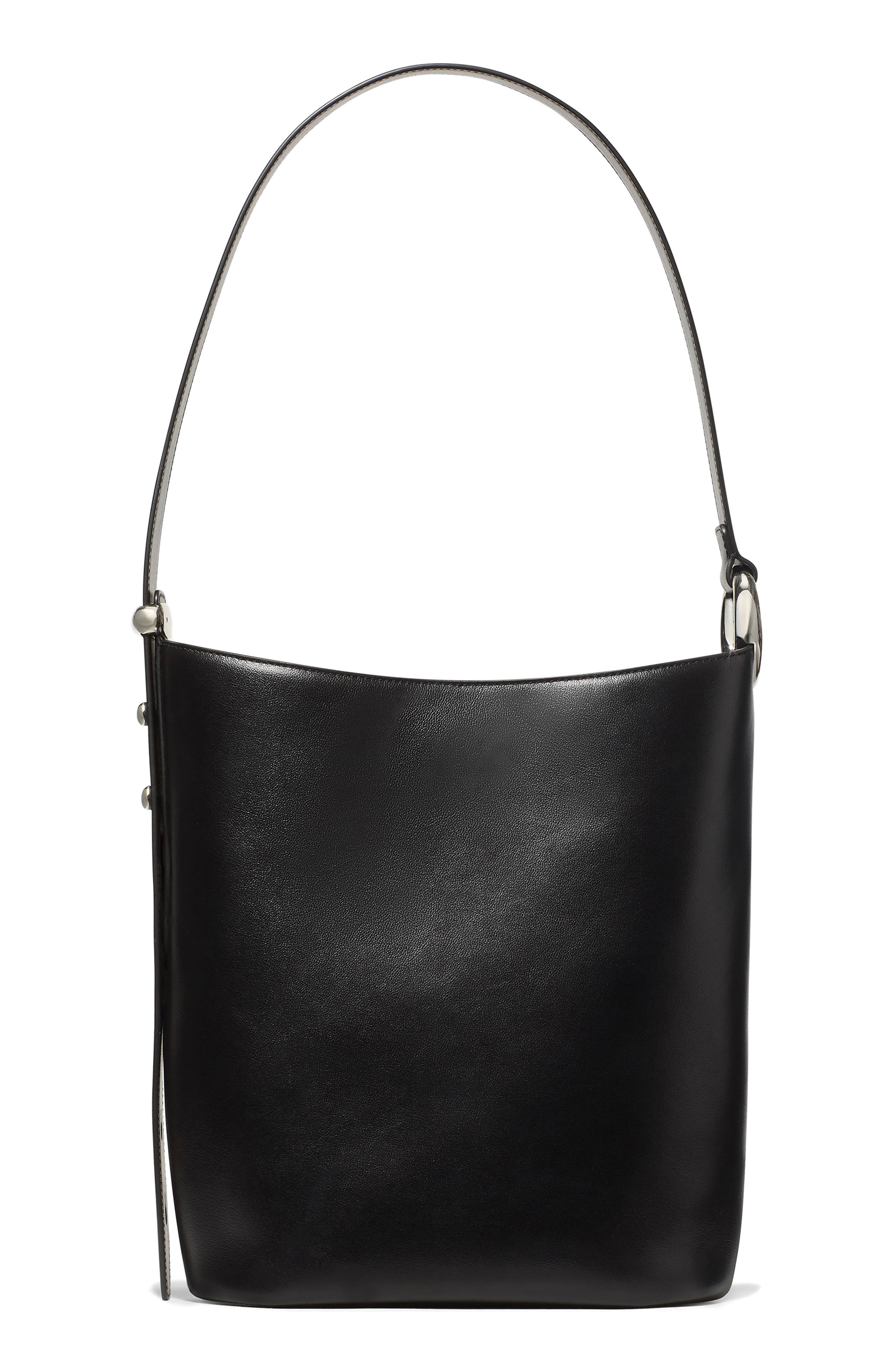 Kate Spade New York halo fine grain leather bucket bag, Main, color, Black