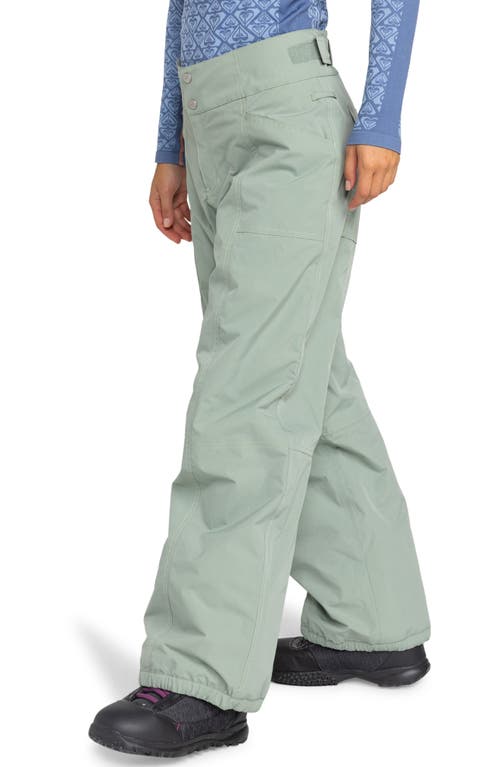Roxy Chloe Kim Waterproof Shell Snow Pants In Lily Pad Green