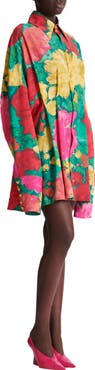 Balmain Crepe shirt dress with roses print