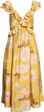 Reiss Lucy Ruffle Midi Dress