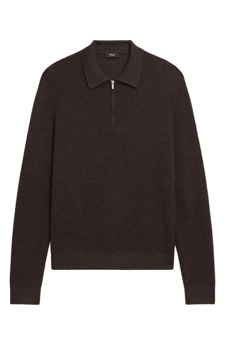 Theory Cyr Quarter Zip Cashmere Sweater, Alternate, color, Brownwood Melange
