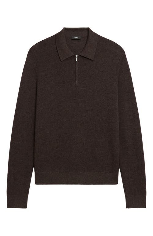 Theory Cyr Quarter Zip Cashmere Sweater In Brown
