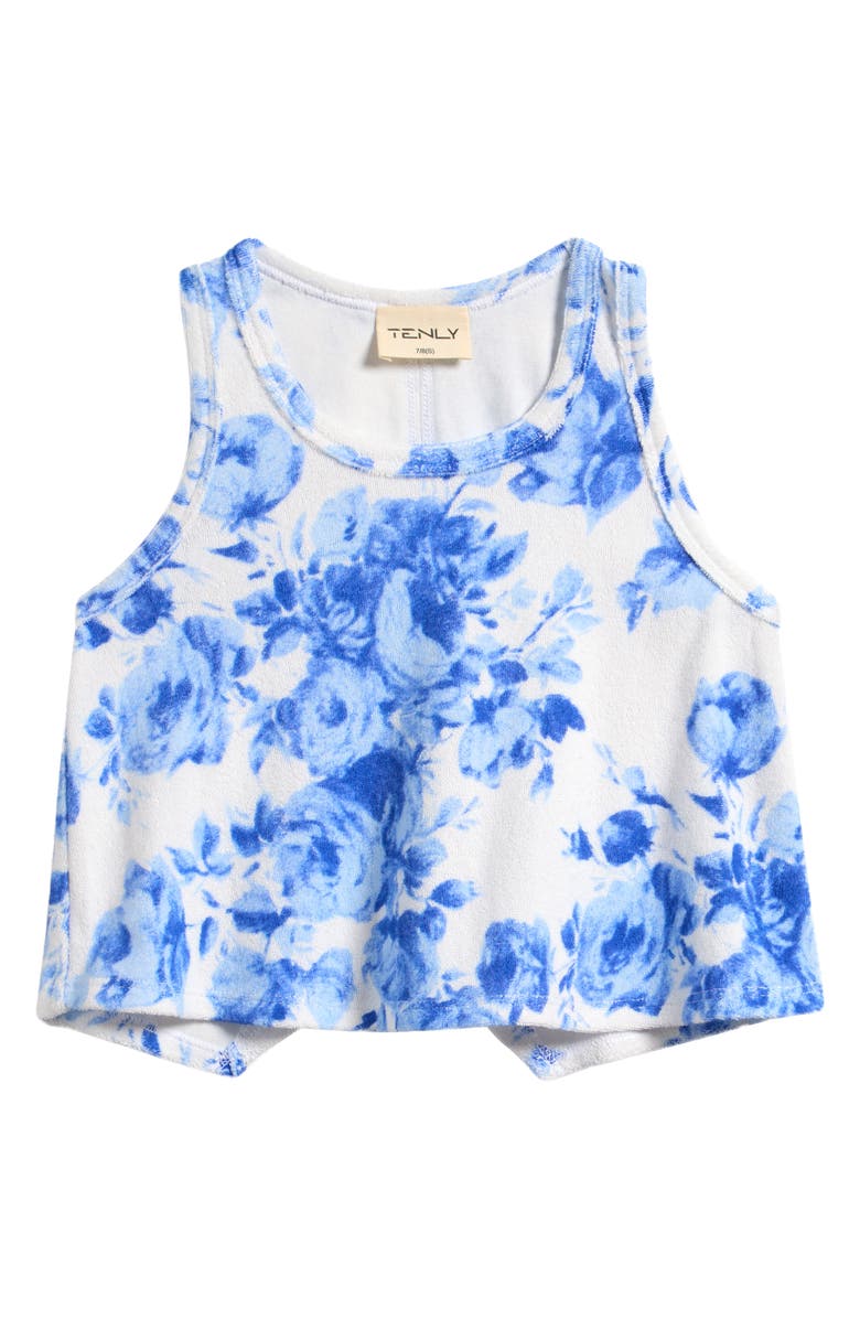TENLY Kids' Terry Racerback Flutter Tank, Main, color, Deja Blu