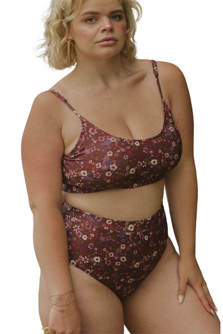 Charlotte Scoop Neck Bikini Top, Main, color, Burgundy