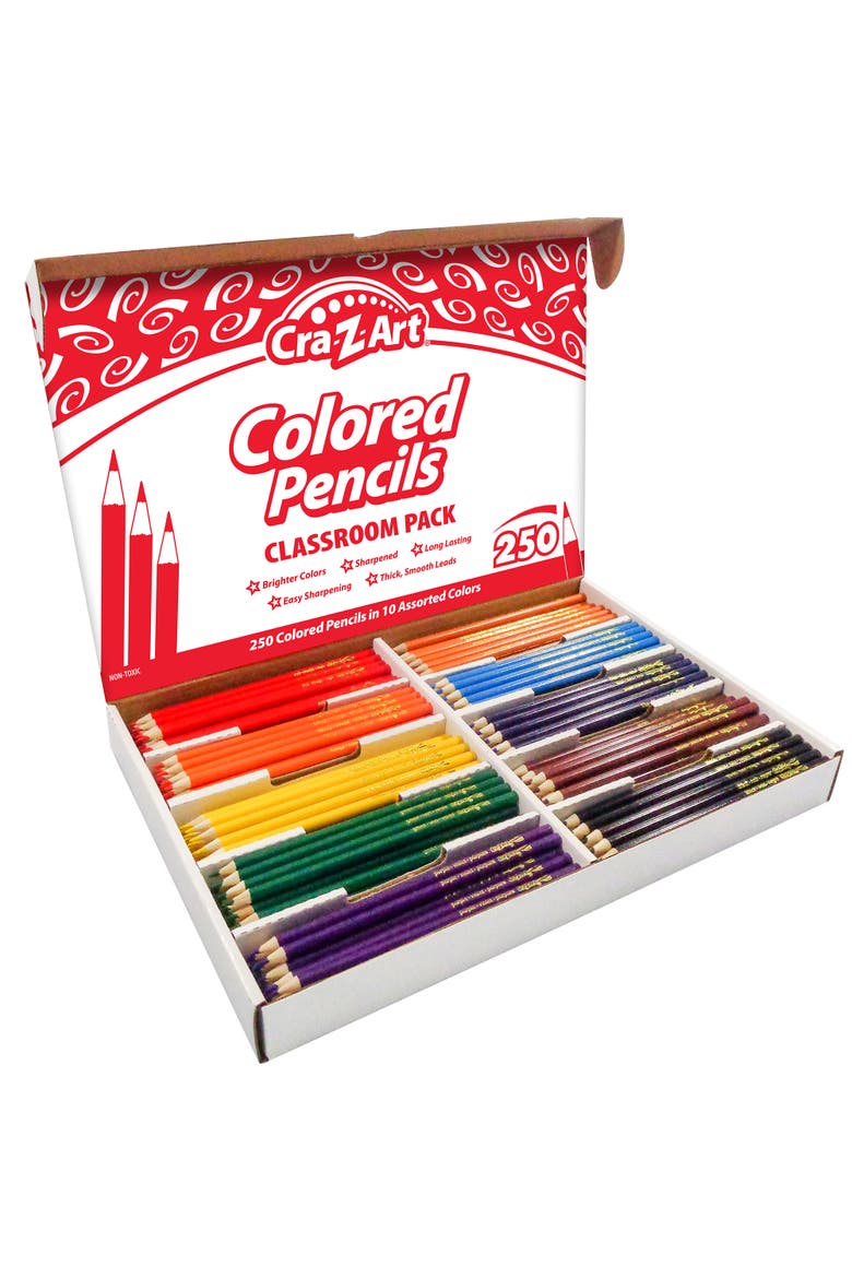 Classroom Pack Colored Pencils 250 Pieces 10 Assorted Colors Set, Alternate, color, Multicolored