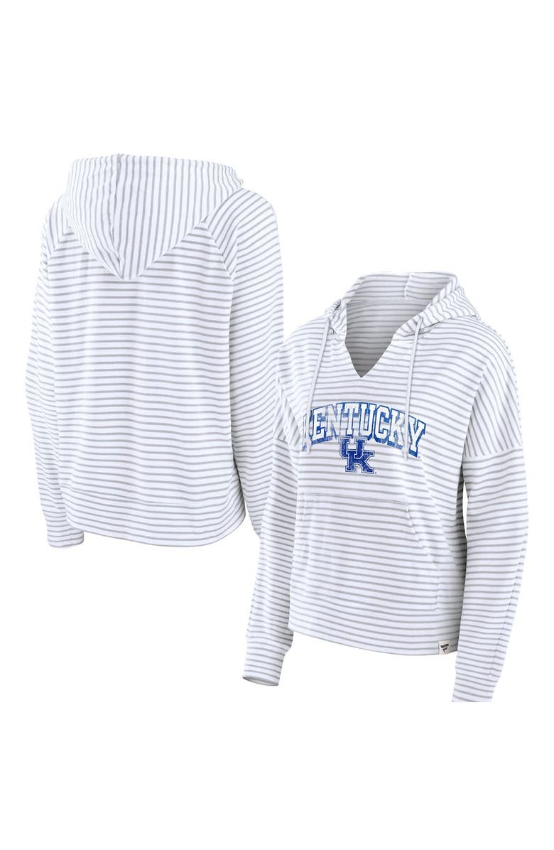 FANATICS Women's Fanatics Branded  White Kentucky Wildcats Striped Notch Neck Pullover Hoodie, Alternate, color, 