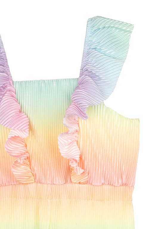Rare Editions Kids' Rainbow Plissé Jumpsuit In Yellow