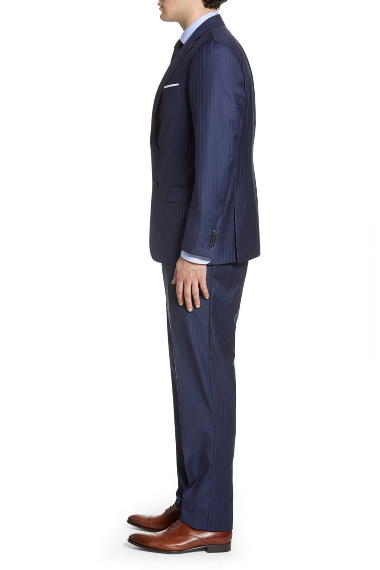 Classic B Fit Stripe Wool Suit, Alternate, color, NAVY